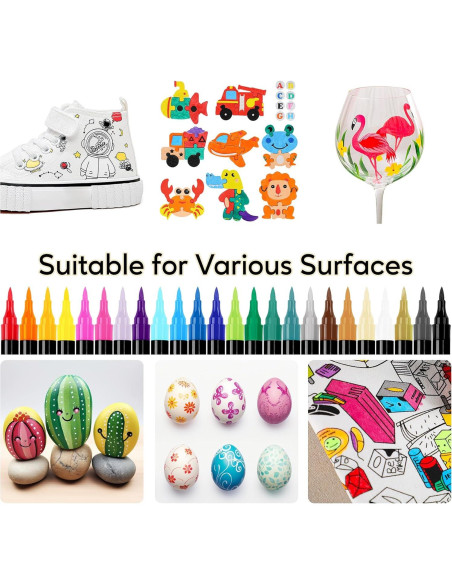 Marcadores Acrílicos Pagather 24 Colores Doble Punta