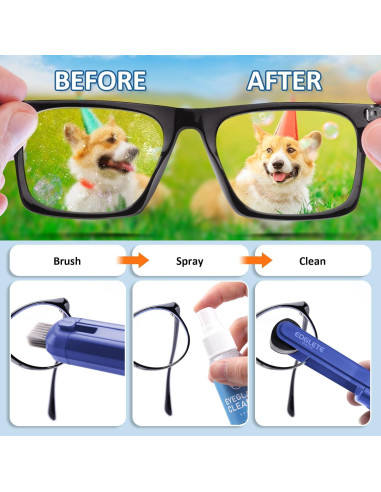 Kit de limpieza de gafas Edglete con spray y paño
