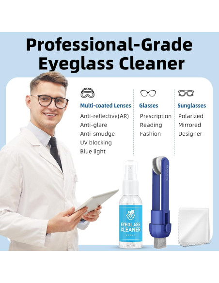 Kit de limpieza de gafas Edglete con spray y paño
