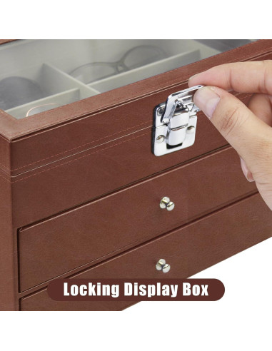 Estuche Organizador de Gafas de Sol 18 Compartimentos Cuero