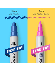 24 Marcadores de Pintura Acrílica Coogert Doble Punta 1-5mm 2