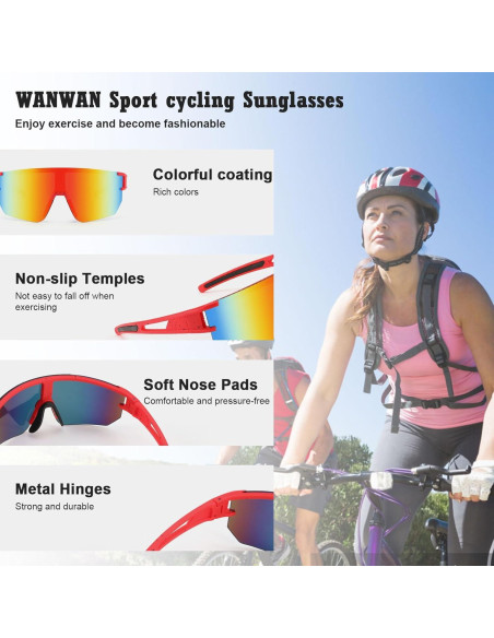 Gafas de Ciclismo WANWAN UV400 Espejadas Adulto Unisex