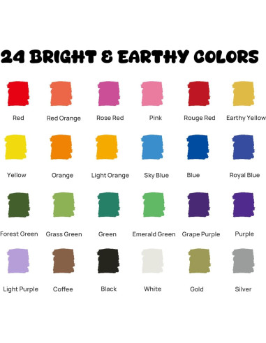 24 Marcadores de Pintura Acrílica Coogert Doble Punta 1-5mm