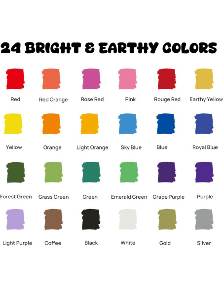 24 Marcadores de Pintura Acrílica Coogert Doble Punta 1-5mm