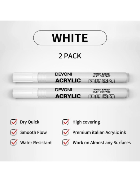 Bolígrafos de Pintura Acrílica Blanca DEYONI 0.7mm - 2 Pcs