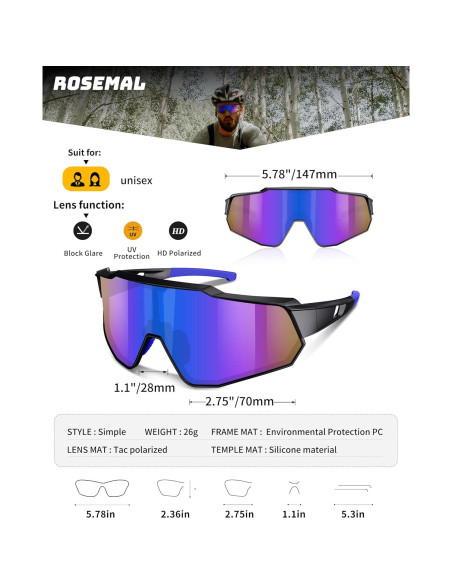 Gafas de sol deportivas Rosemal 7259 polarizadas UV400