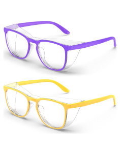 Gafas de Seguridad Antivaho 2 Paquete Violeta y Amarillo