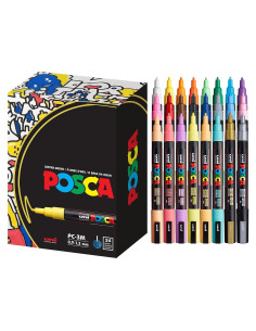 Set de 24 Marcadores de Pintura Posca Uni PC3M24C - Puntas Reversibles