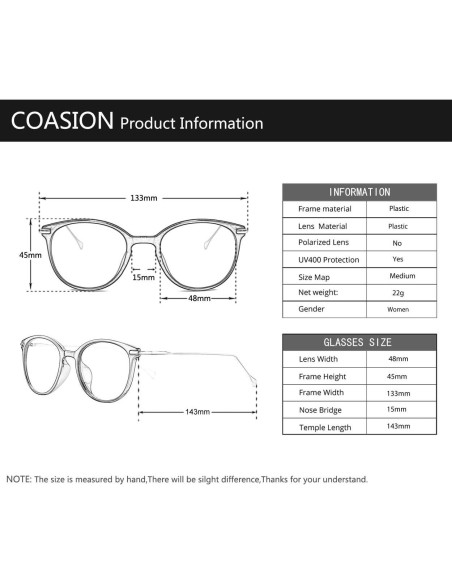 Gafas bloqueadoras de luz azul COASION para mujeres, redondas