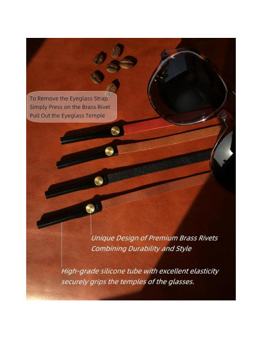 Correa de Gafas de Cuero PVS-001 Negra para Sol y Vista