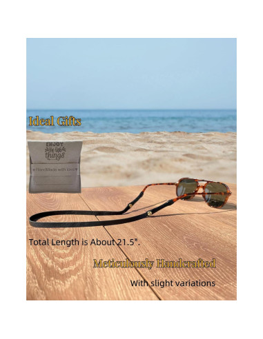 Correa de Gafas de Cuero PVS-001 Negra para Sol y Vista