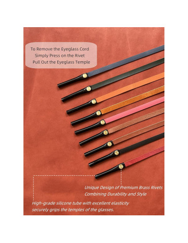 Correa de Gafas de Cuero PVS-001 Naranja Vibrante Unisex