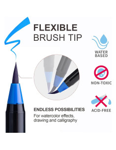 Marcadores de Pincel Acuarelables ParKoo 24 Colores + 1 Pincel 2