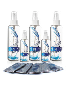 Kit Limpiador de Lentes Purity - 2x59ml + 3x236ml + 5 Paños