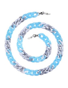 Cadena de Gafas Acrílicas para Mujeres Gris Azul Claro