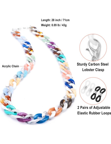 Cadena de Gafas Acrílica para Mujeres 71 cm Soporte Lanyard