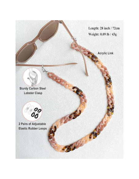 Cadena de Gafas Acrílica para Mujeres 71 cm Soporte Alrededor del Cuello Cadena de Gafas Acrílica para Mujeres 71 cm Soporte Alrededor del Cuello