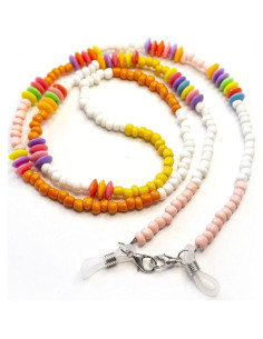 Cadena de Gafas de Sol para Mujeres con Cuentas Blancas y Rosas 2