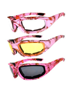 Paquete de 3 Gafas de Motocicleta Acolchadas UV400