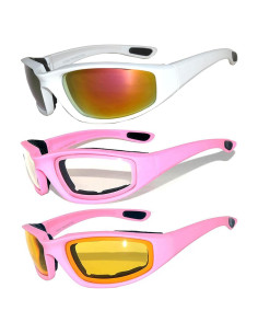 Paquete de 3 Gafas de Motocicleta Acolchadas UV400
