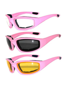 Paquete de 3 Gafas de Motocicleta Acolchadas UV400