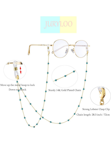 Cadena de Gafas JURYLOO Turquesa Natural 71.88 cm Cadena de Gafas JURYLOO Turquesa Natural 71.88 cm