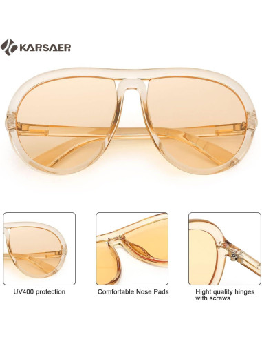 Gafas de sol aviador Karsaer unisex 60mm protección UV