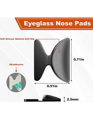 Almohadillas para nariz SMARTTOP 12 pares silicona negra