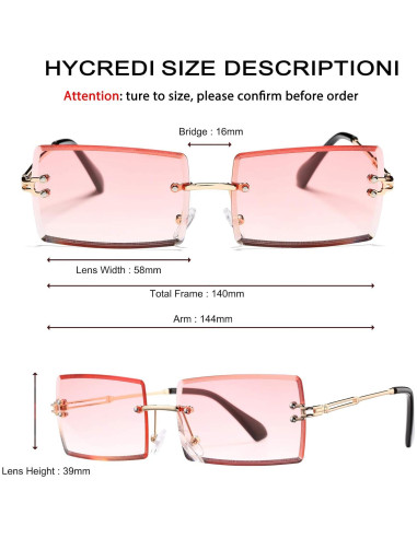 Gafas de Sol Rectangulares UV400 Metal Rosa y Claro