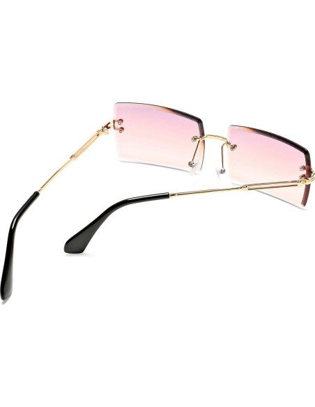 Gafas de Sol Rectangulares UV400 Metal Rosa y Claro