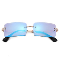 Gafas de Sol Rectangulares UV400 Espejo Azul Metal