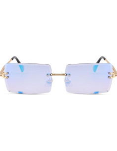 Gafas de Sol Rectangulares UV400 Espejo Azul Metal 2