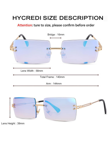 Gafas de Sol Rectangulares UV400 Espejo Azul Metal