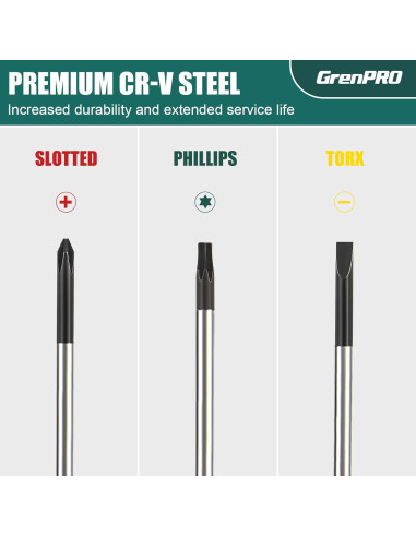 Juego de Destornilladores GRENPRO 10 Piezas Magnéticos