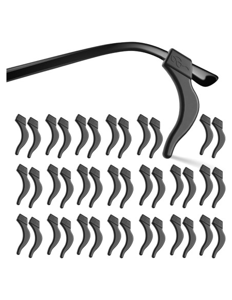 20 Pares Sujetadores Gafas Silicona Antideslizantes Negro