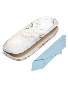 Estuche Duro para Gafas Mármol Gris Unisex con Paño