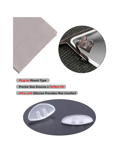 12 Pares Almohadillas Nariz Gafas Tolaxy 15mm Transparentes