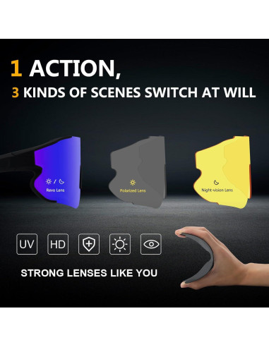 Gafas de sol deportivas OULAIQI 548 con 3 lentes intercambiables