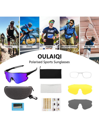 Gafas de sol deportivas OULAIQI 548 con 3 lentes intercambiables