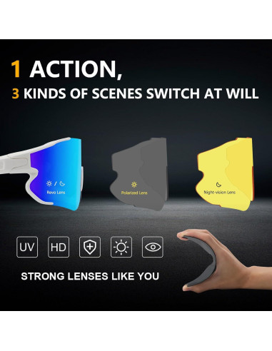 Gafas de sol deportivas OULAIQI 548 con 3 lentes intercambiables