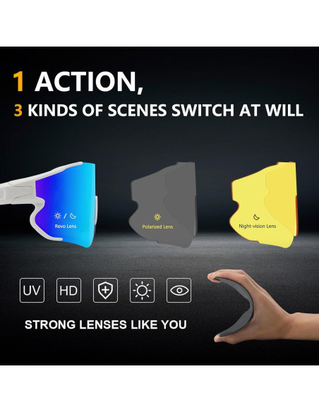 Gafas de sol deportivas OULAIQI 548 con 3 lentes intercambiables