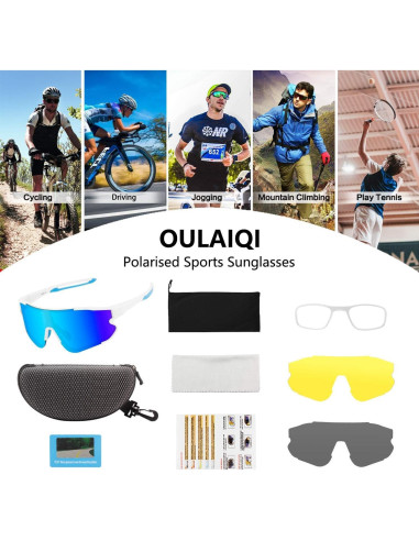 Gafas de sol deportivas OULAIQI 548 con 3 lentes intercambiables
