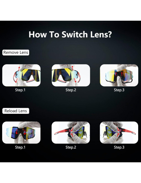 Gafas de sol deportivas OULAIQI 548 con 3 lentes intercambiables