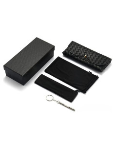 Funda de Gafas de Cuero Negro para Hombres y Mujeres