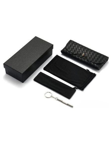 Funda de Gafas de Cuero Negro para Hombres y Mujeres