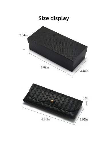 Funda de Gafas de Cuero Negro para Hombres y Mujeres