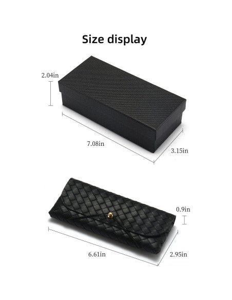 Funda de Gafas de Cuero Negro para Hombres y Mujeres