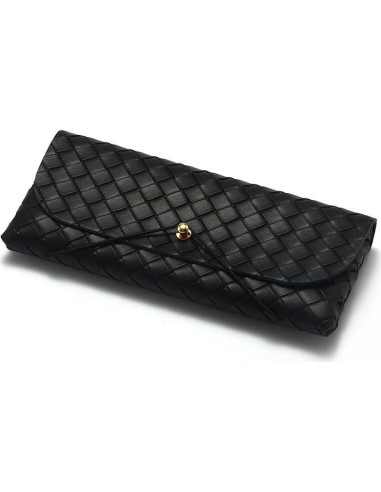 Funda de Gafas de Cuero Negro para Hombres y Mujeres