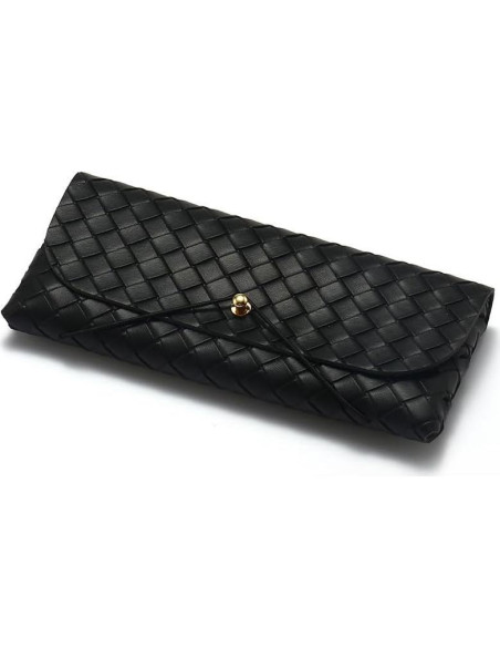 Funda de Gafas de Cuero Negro para Hombres y Mujeres