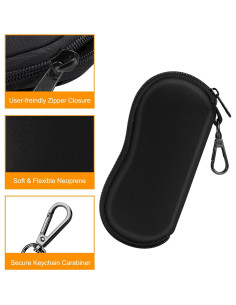 Funda de Gafas Fintie Neopreno con Mosquetón Negra 19x9cm 2